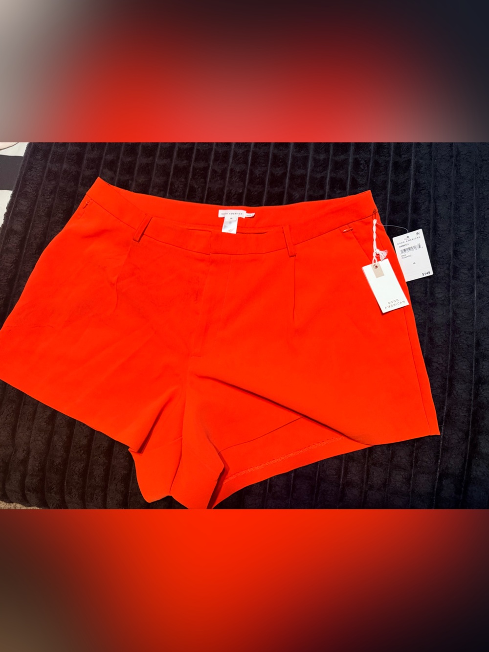 Good American Bright Red High-Rise Dress Shorts